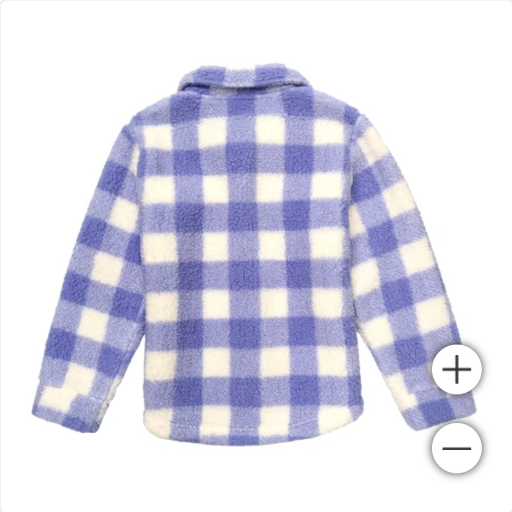 Girl's Roxy Plaid Sherpa Shirt Jacket M 8-10 LIKE NEW - Picture 4 of 13